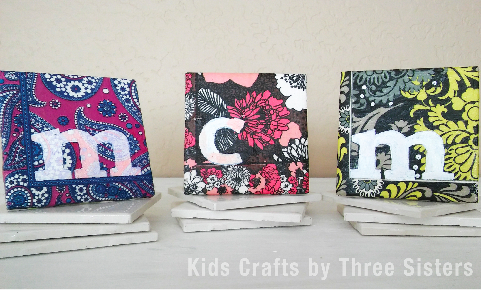 How to Make Ceramic Tile Coasters - Kids Crafts by Three Sisters, Free  Craft TutorialsKids Crafts by Three Sisters